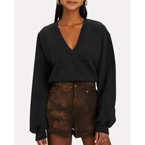 AGOLDE V-Neck Long Sleeve Sweatshirt Black XS